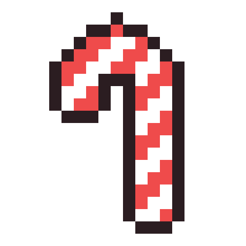Candy cane pixel art icon