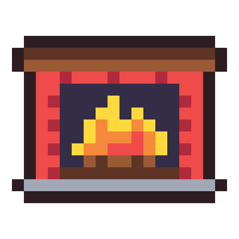 Fireplace pixel art icon