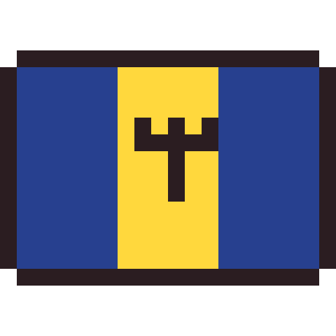 Barbados flag pixel art icon