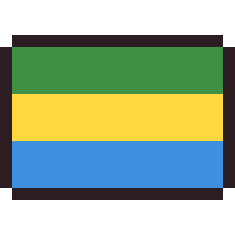 Gabon flag pixel art icon