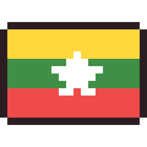 Myanmar flag pixel art icon