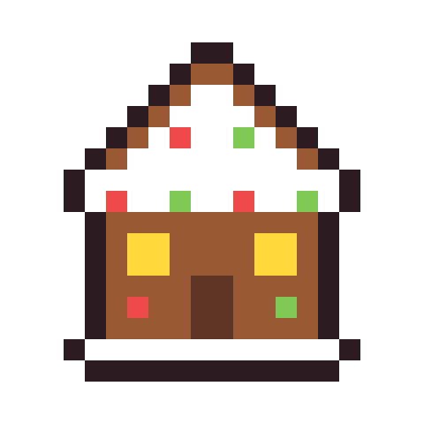 Gingerbread house pixel art icon