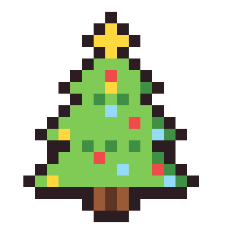 Christmas tree pixel art icon
